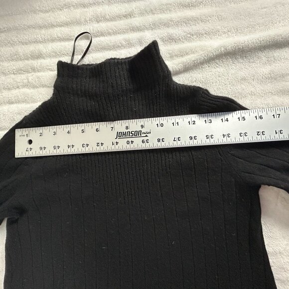 Nanette Lepore Women Black Ribbed 2Ply Cashmere Mock Neck Sweater Small Pullover - Picture 5 of 9